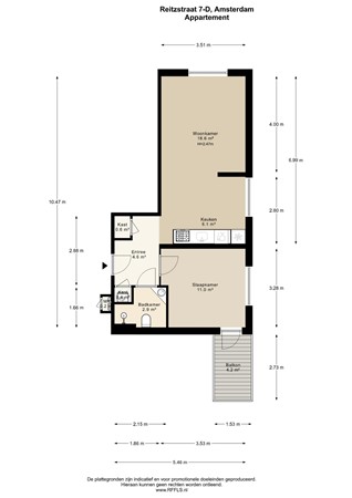 Floorplan - Reitzstraat 7D, 1091 VZ Amsterdam